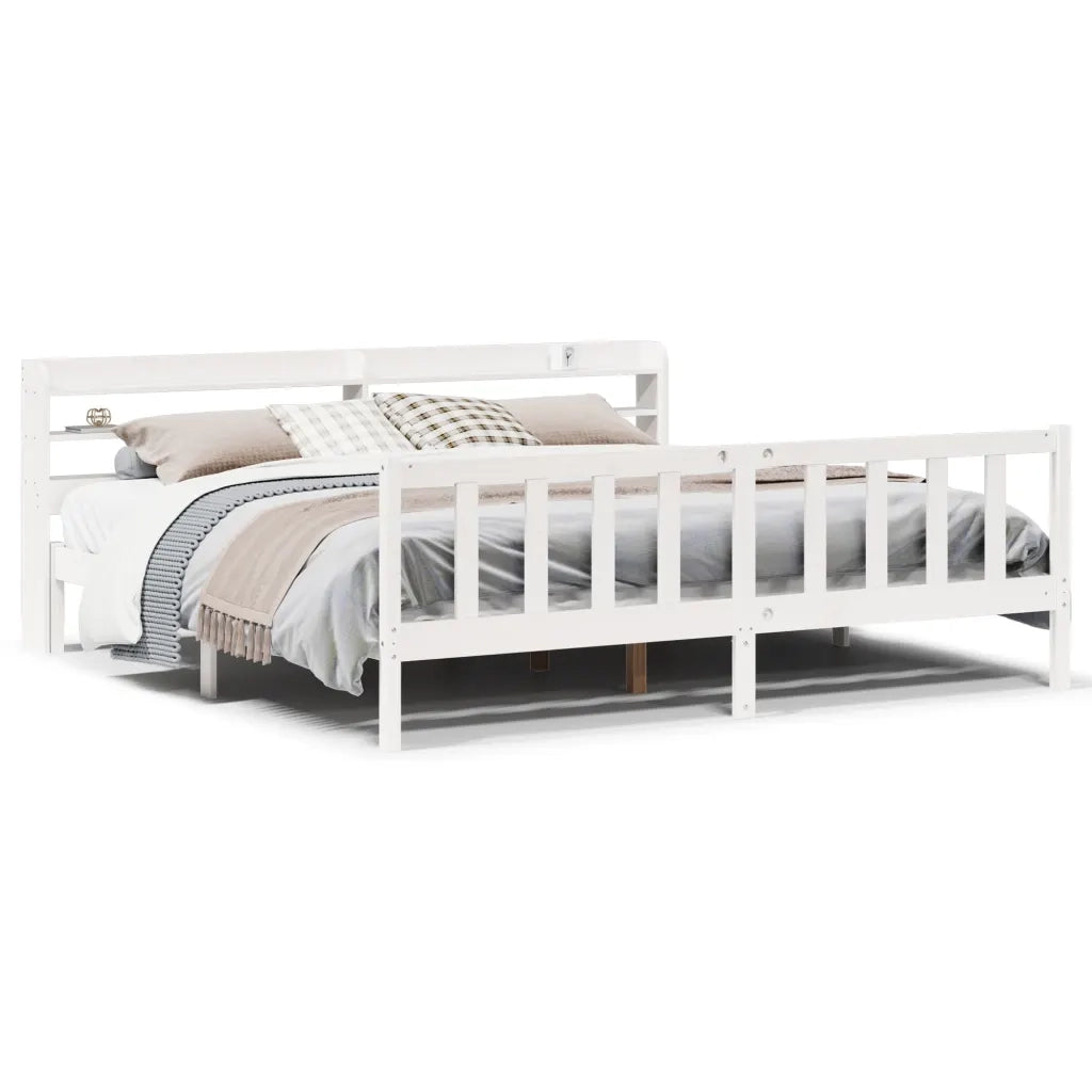Letto senza Materasso-Struttura Letto Bianco 180x200 cm Legno Massello di Pino 287919