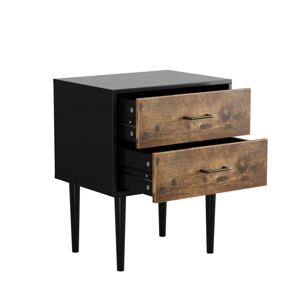 Comodino con 2 cassetti, marrone antico, 51 x 38 x 66 cm