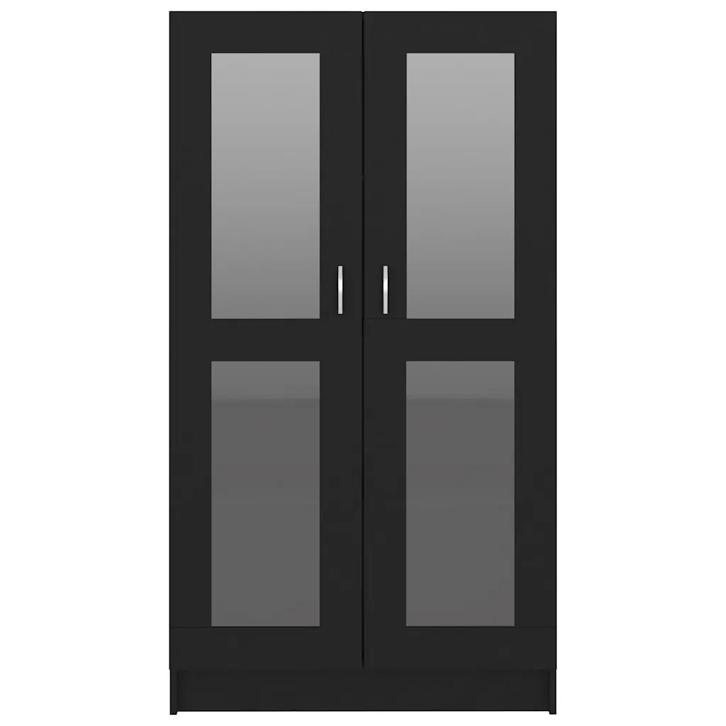 Armadietto con Vetrina Nero 82,5x30,5x150 cm Legno Multistrato 802760