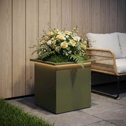 Fioriera da giardino con LED Verde Oliva 40 x 40 x 40 cm 8008132
