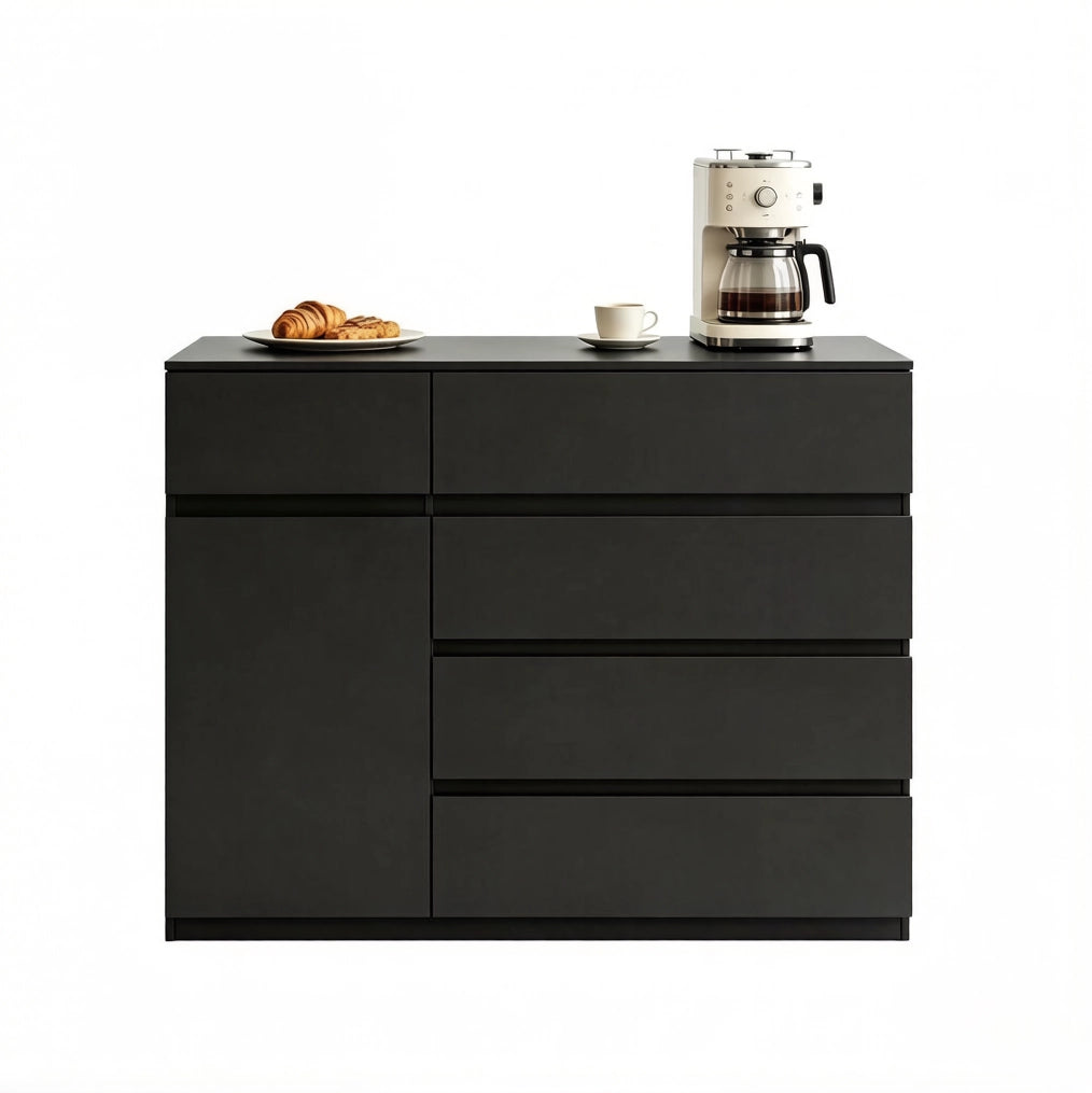 Mobile contenitore con 5 cassetti e armadietto regolabile; 100x40x80 cm; nero