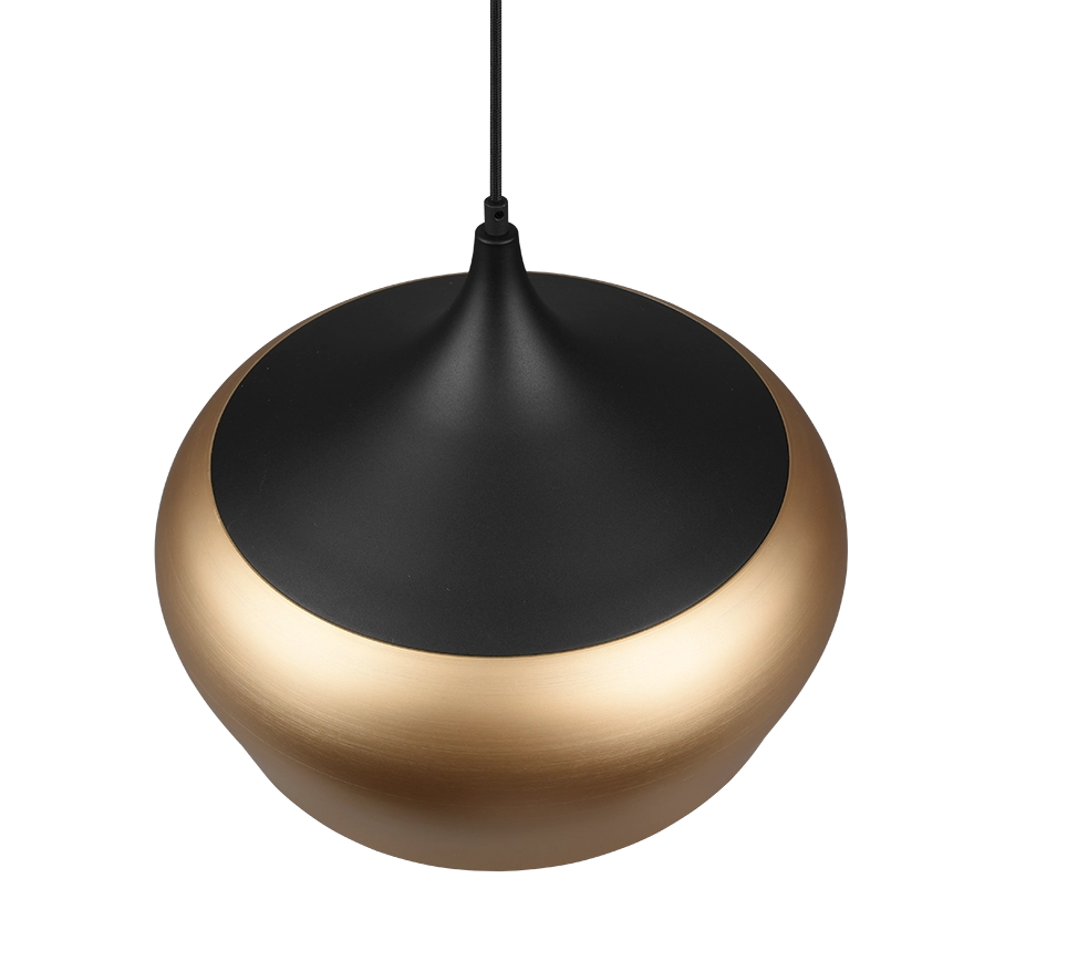 Lampada a sospensione, metallo, nero e ottone satinato,  D 45 cm, Chiron