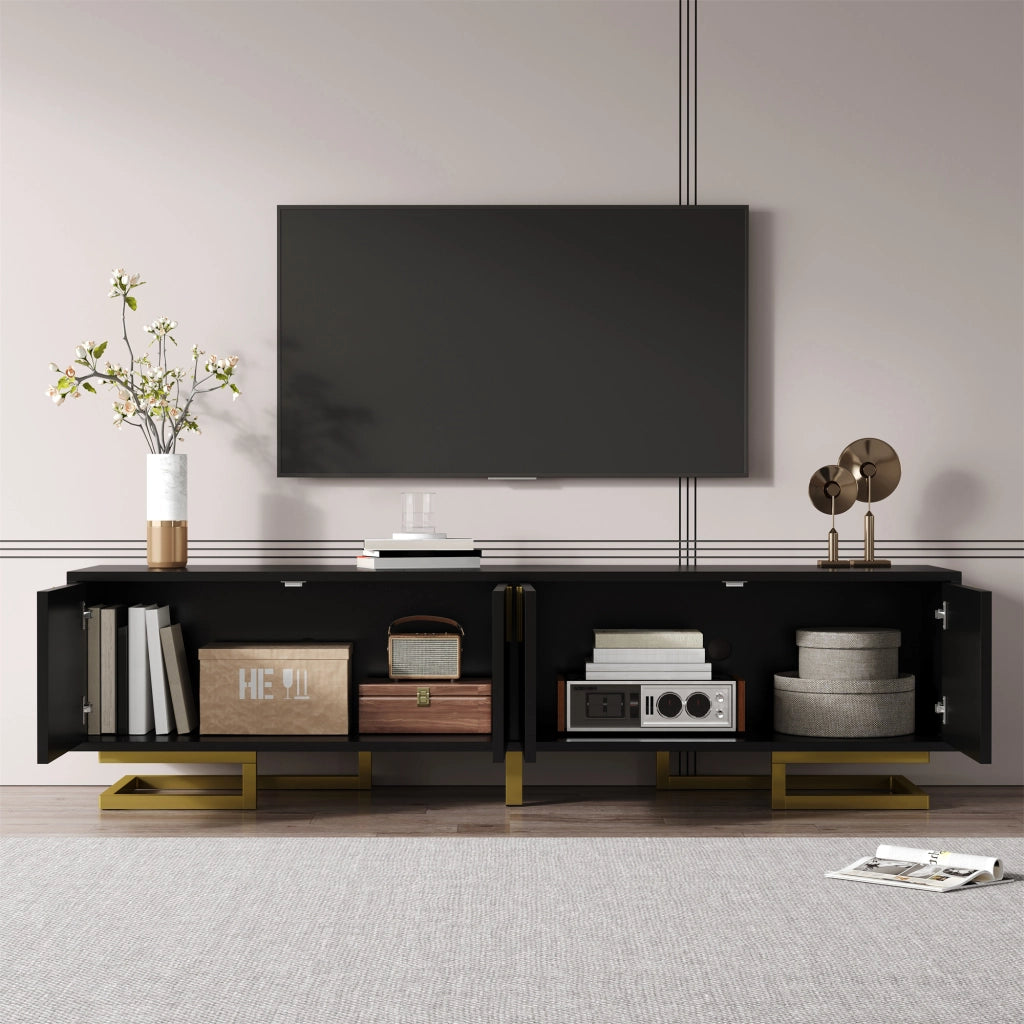 OKWISH Mobile TV con 4 Ante, Ripiani Interni, Cerniere Ammortizzate e Piedini Regolabili, 160 x 38 x 44.5 cm