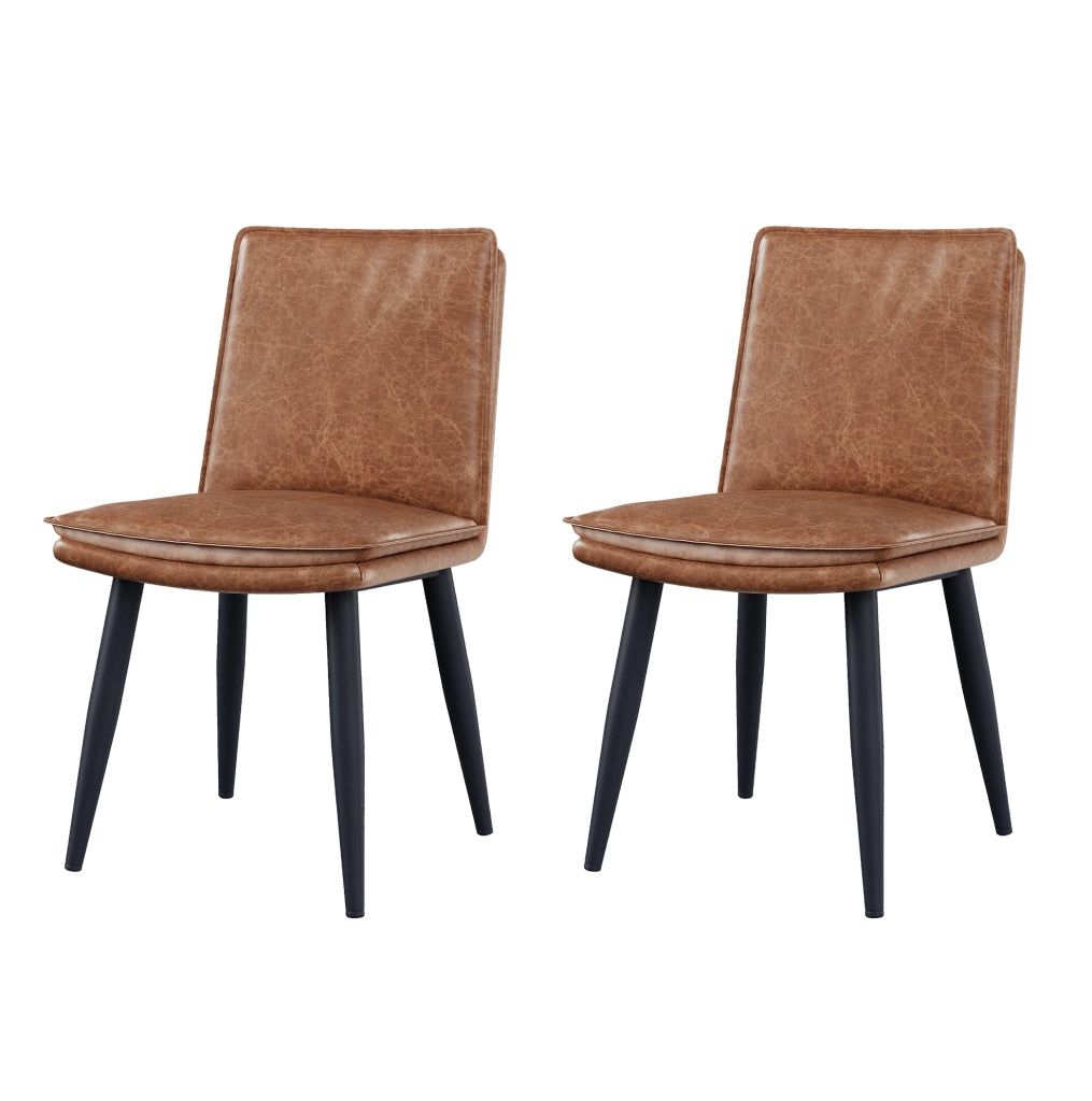 Set di 4 sedie da pranzo imbottite in PU con gambe in metallo marrone