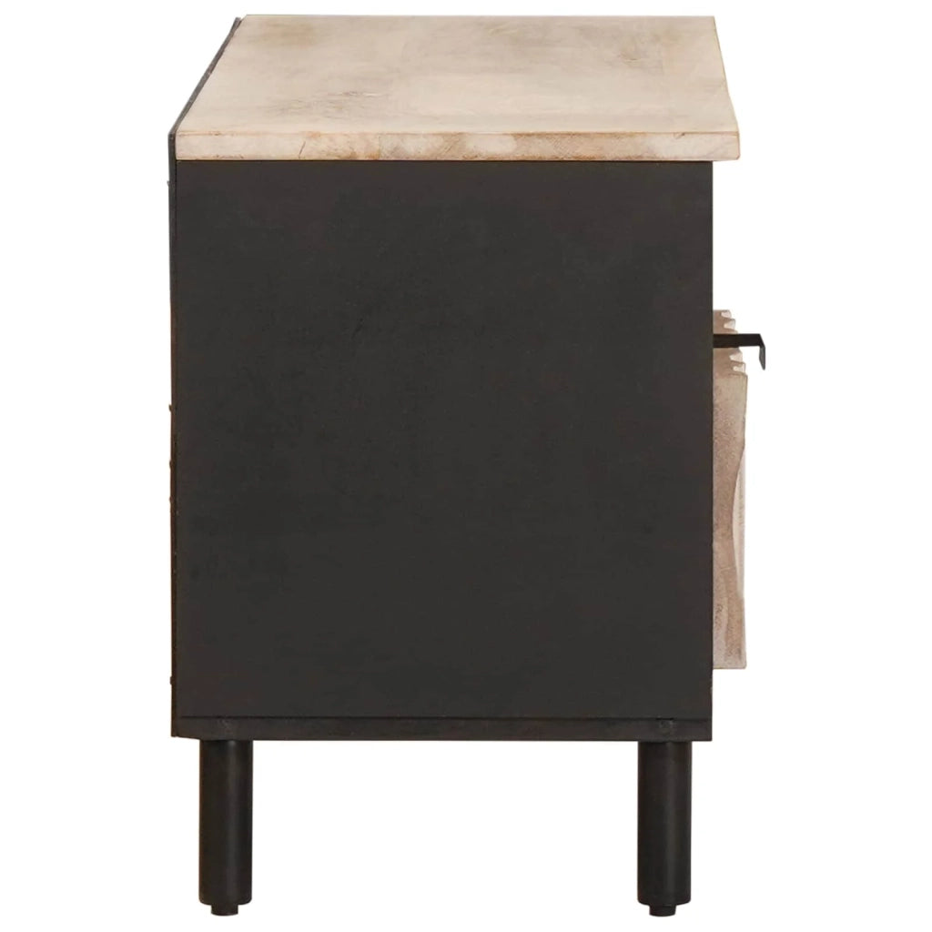 Mobile porta TV rettangolare con cassetto design moderno e minimalista 100 x 33 x 46 cm legno di mango bianco 02_0057768