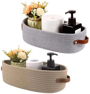 Cassetto di archiviazione per 2 pezzi - Corda di cotone - Maniglie - 28 × 10 × 10 cm - Facile da pulire - Colori neutri - Cassetti di archiviazione