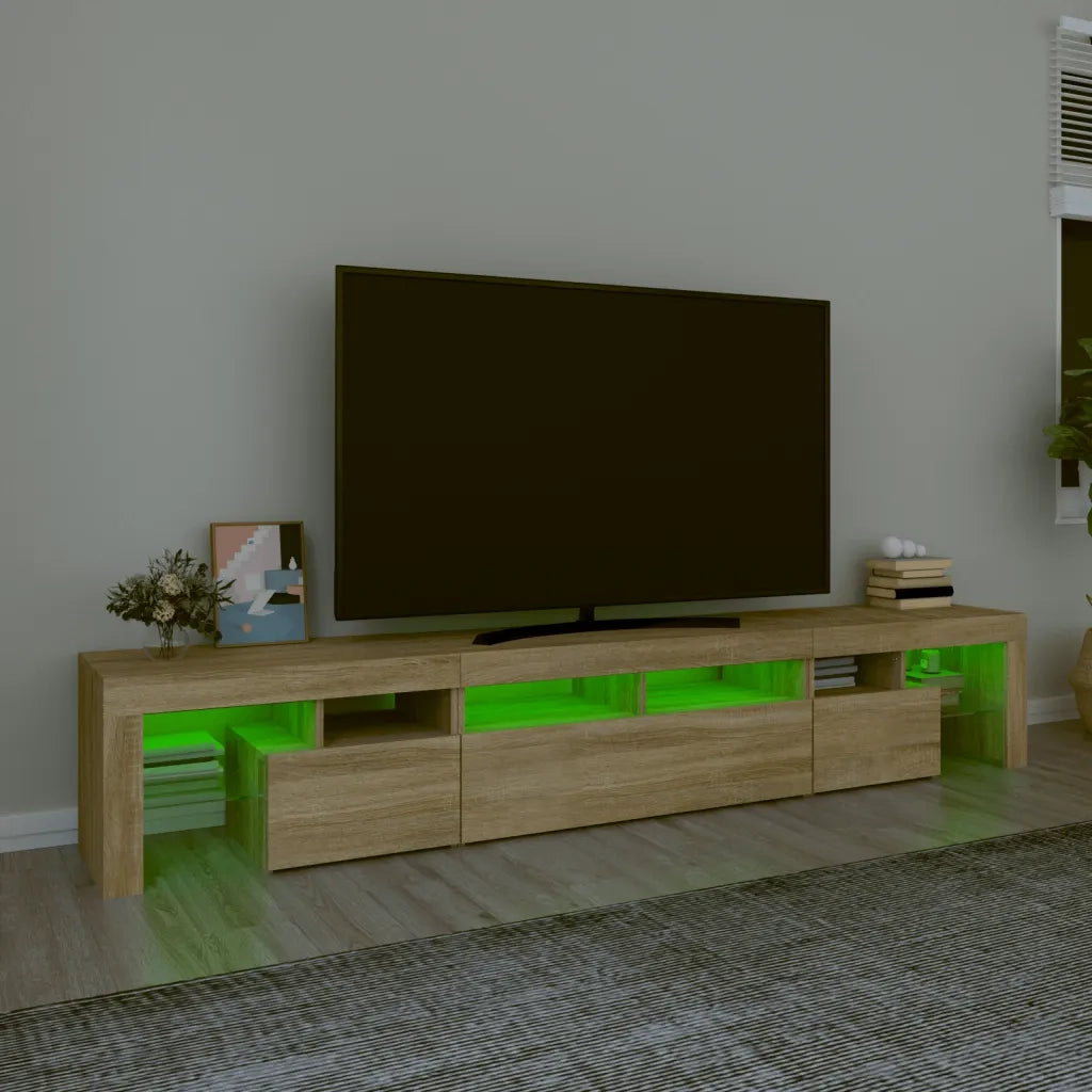 Mobile Porta TV con Luci LED Rovere Sonoma 230x36,5x40 cm 3152788