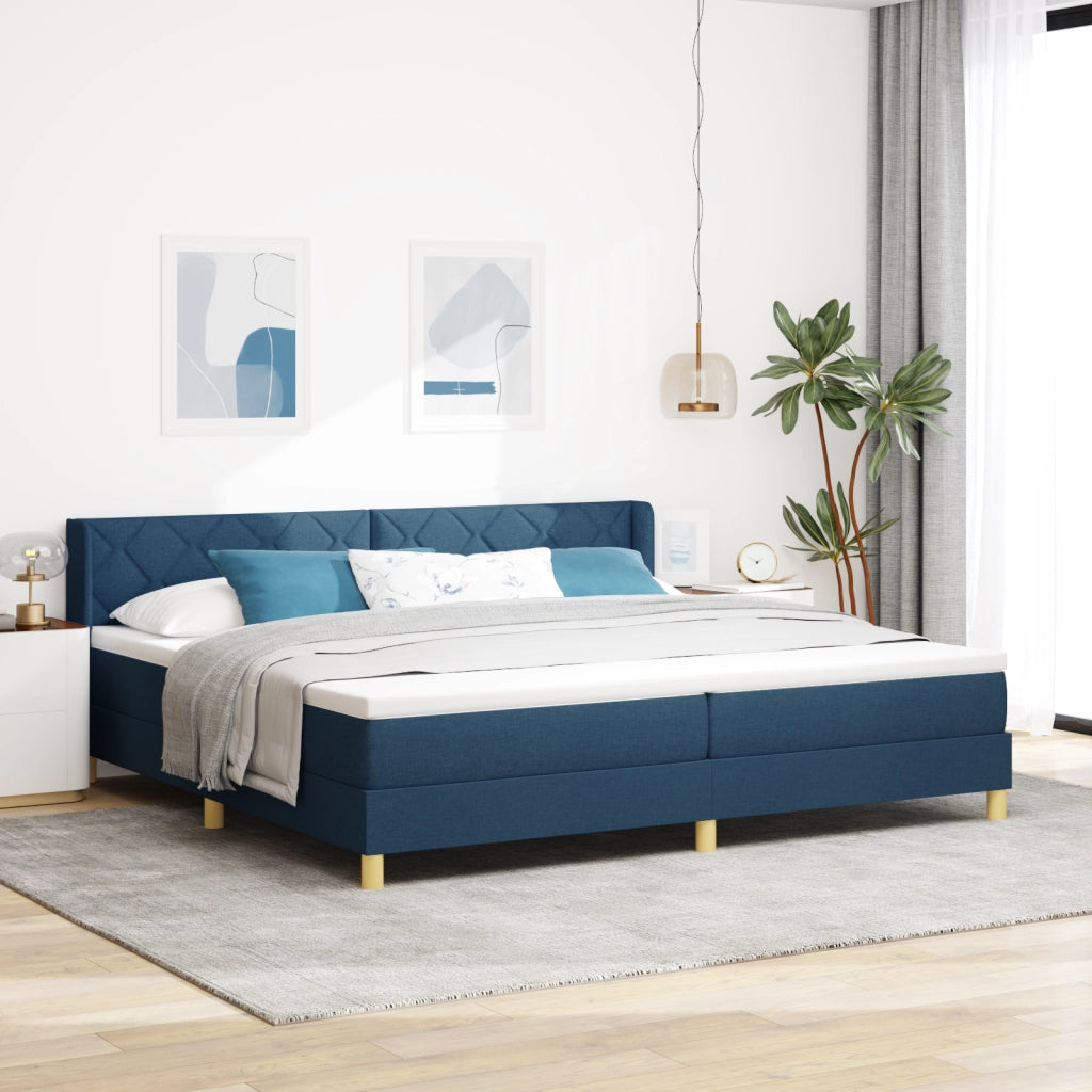 Letto Box Spring con Materasso Blu 200x200 cm Tessuto