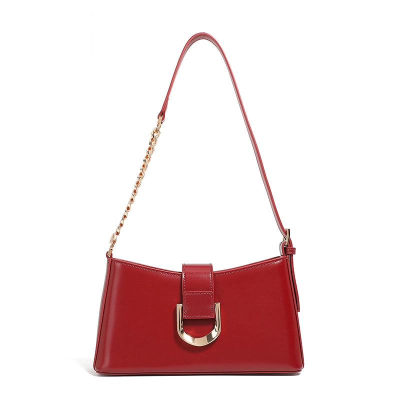 Borsa a tracolla da donna in vera pelle, colore rosso