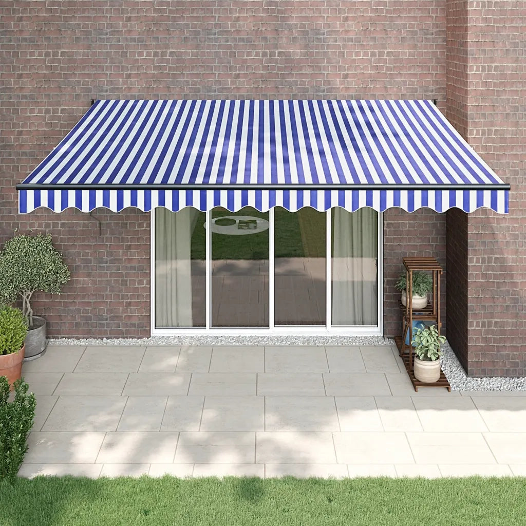 Tenda Sole Automatica Retrattile Blu e Bianca 4,5x3 m