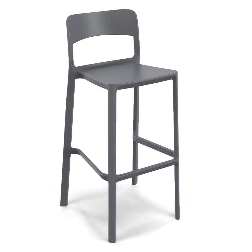 Set 4 sgabelli in polipropilene STIL altezza seduta 65cm, impilabile, idrorepellente, resistente ai raggi UV, design moderno e innovativo, ideale per la cucina, la veranda o giardino colore Grigio