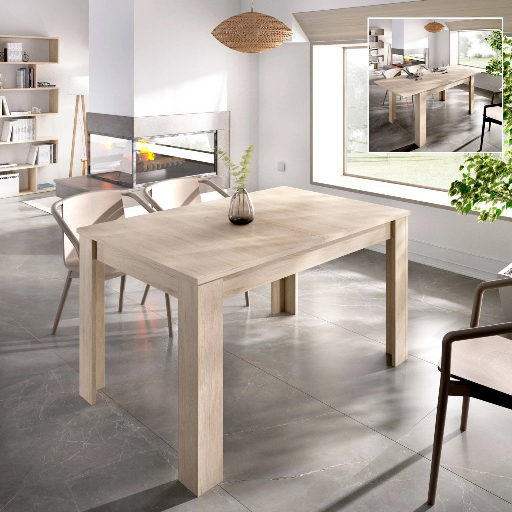 Tavolo allungabile Dalice, Tavolo per sala da pranzo allungabile, Tavolo da pranzo estensibile con allunga, cm 140/190x90h78, Rovere
