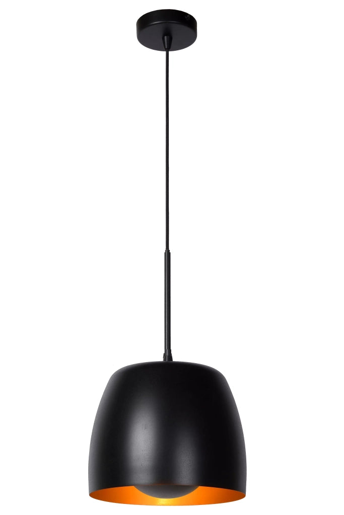 Lampada a sospensione loft nera interno oro Nolan E27 Lucide