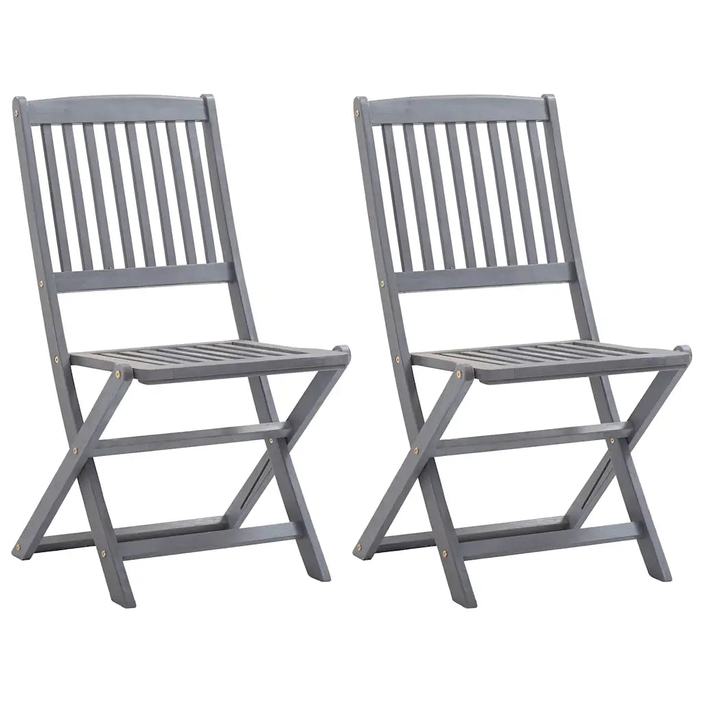 Sedie da Giardino Pieghevoli 2pz con Cuscini in Massello Acacia 3064544
