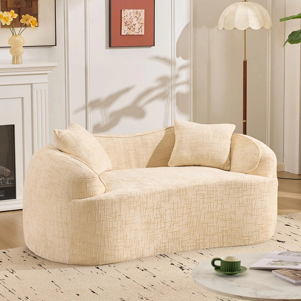 Divano letto compressibile per 2 persone - Xylo - Beige, accantoio, 2 cuscini