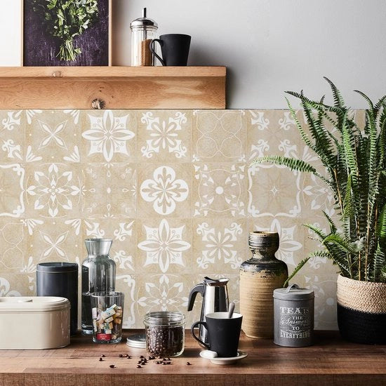 Tegelstickers Marocco 24 pezzi 10x10 PVC stessi da parete autoadesivi per cucina, bagno, armadio, mobili, tavolo impermeabili