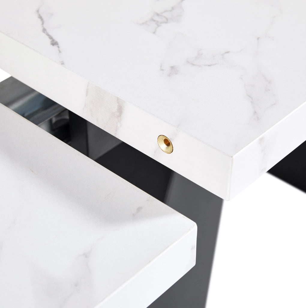 Tavolo da pranzo allungabile 99-159x74 cm bianco e nero