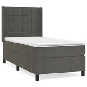 Letto singolo | Letto per adulti | Giroletto a Molle con Materasso Grigio Scuro 80x200 cm Velluto