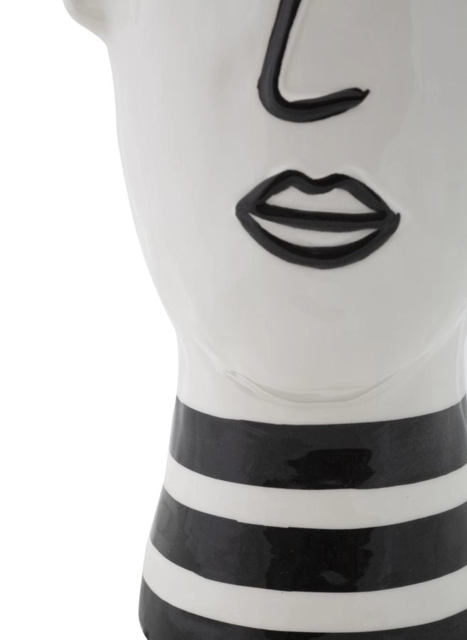 Vaso in porcellana bianco con disegno nero 13,2x11,8x26,3cm Face