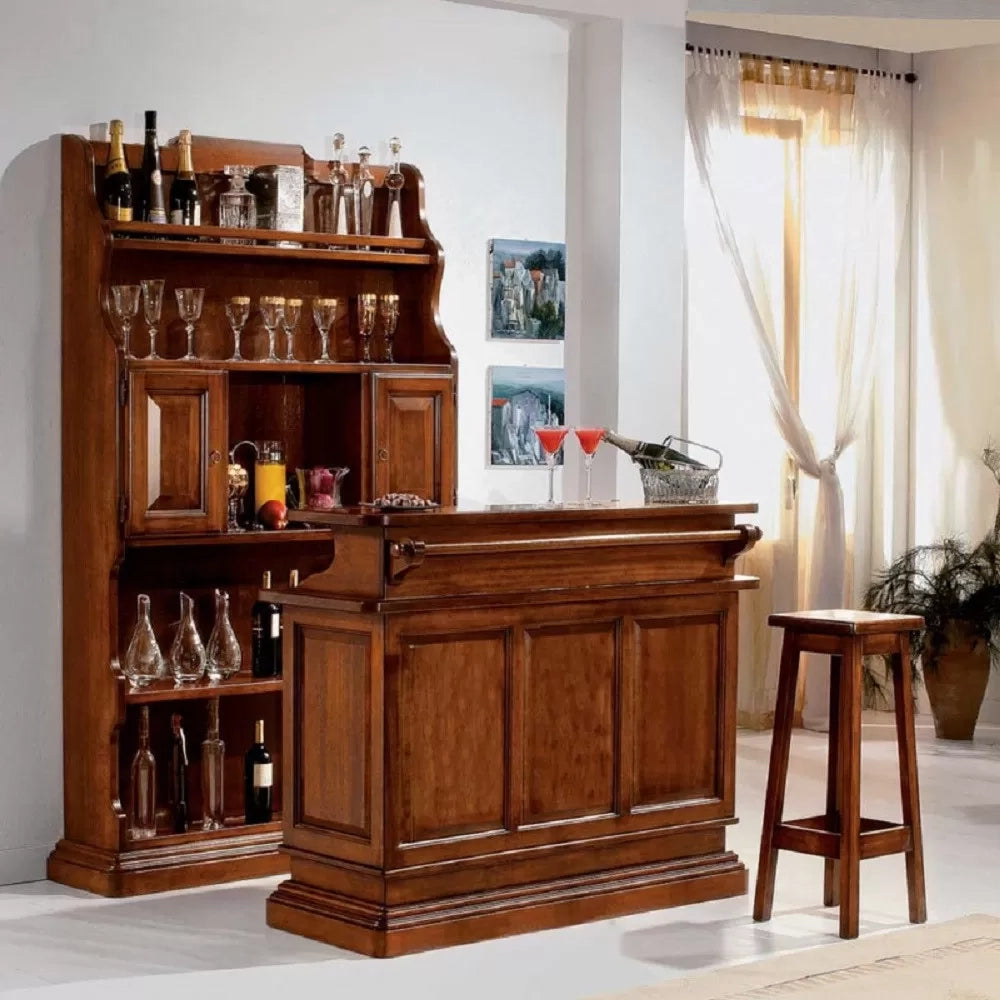 Mobile bar arte povera legno di pioppo tinta noce 131x47x103 (1223) - Mobili 2G