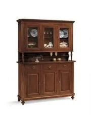 Credenza cristalliera napoletana in legno 3 ante arte povera noce scuro