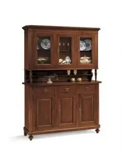 Credenza cristalliera napoletana in legno 3 ante arte povera noce scuro