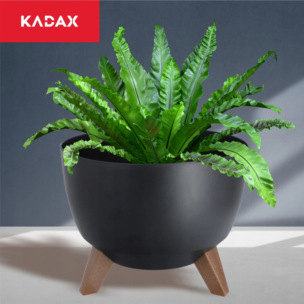 Vaso da fiori KADAX da 29 cm con coprigambe e inserto, nero.