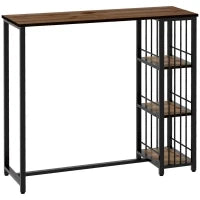 Tavolo da bar, Tavolo alto, Tavolo da Cucina, Design Industriale, 3 Ripiani, 120 x 40 x 105 cm, Nero e Marrone