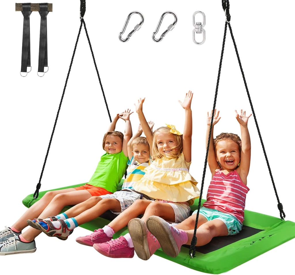 Altalena Regolabile in Altezza, per Bambini e Adulti, Altalena da Giardino fino a 150 kg, Altalena Sospesa per Interni ed Esterni, 150 x 80 cm (L x P) (Multicolore)