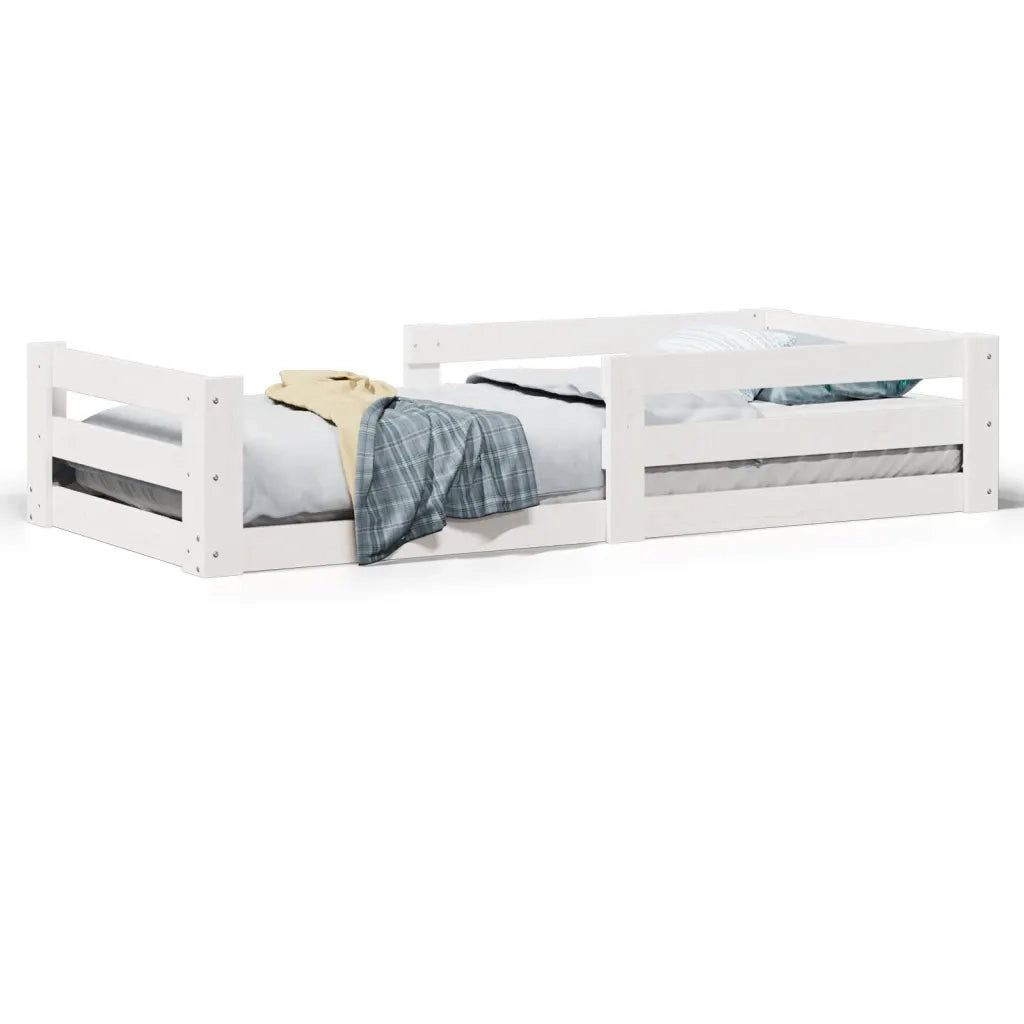 Letto singolo | Letto per adulti | Giroletto senza Materasso Bianco 80x200 cm Legno Massello Pino