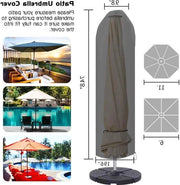 Parasole in nylon con chiusura a cerniera e corda regolabile - nero - 190 x 25 x 50 cm - per ombrelli da 2 m a 3 m