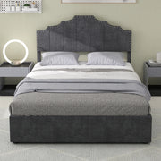 Letto Contenitore Imbottito ¨C MINIMAL ¨C Grigio 160x200 con Testiera, Idraulico