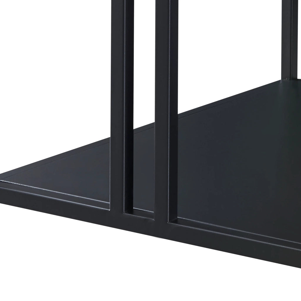 Tavolino da caffè in metallo a due piani 47 x 110 x 55 cm nero 03_0008455