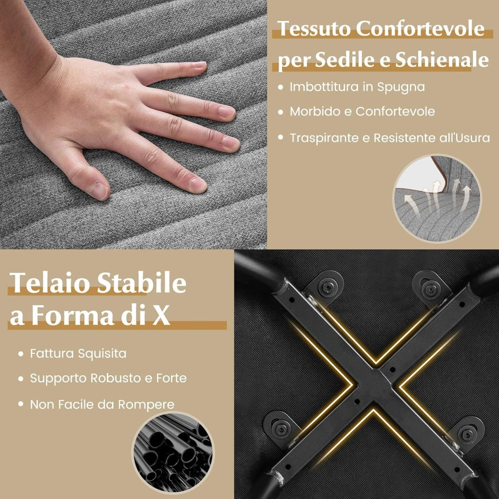 Set di 2 Sedie da Pranzo, Sedia da Pranzo Senza Braccioli, Sedia con Schienale Curvo, Piedini Antiscivolo, Sedia da Cucina con Gambe in Metallo, Portata 150 kg, 57 x 49 x 81 cm