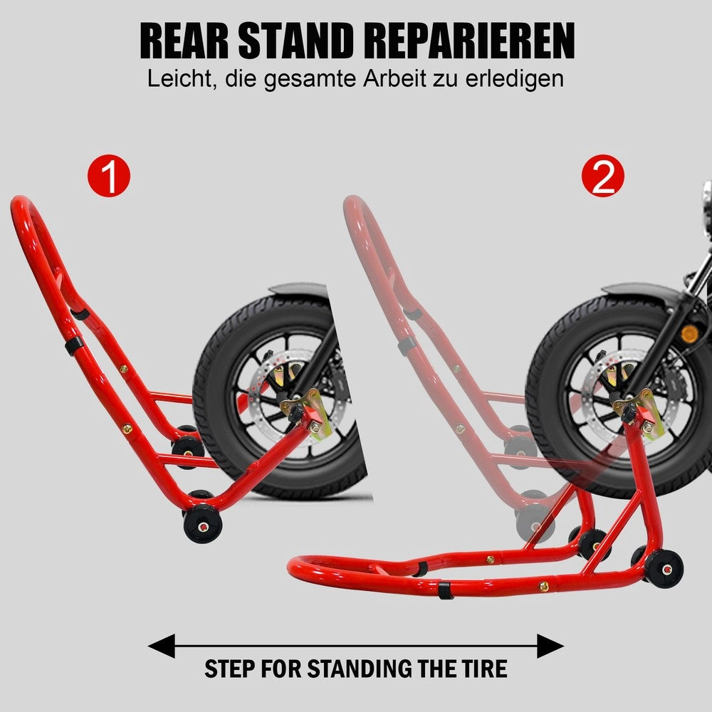 Cavalletto per Moto 200 kg con Aggancio Anteriore e Posteriore ¨C MINIMAL ¨C Rosso