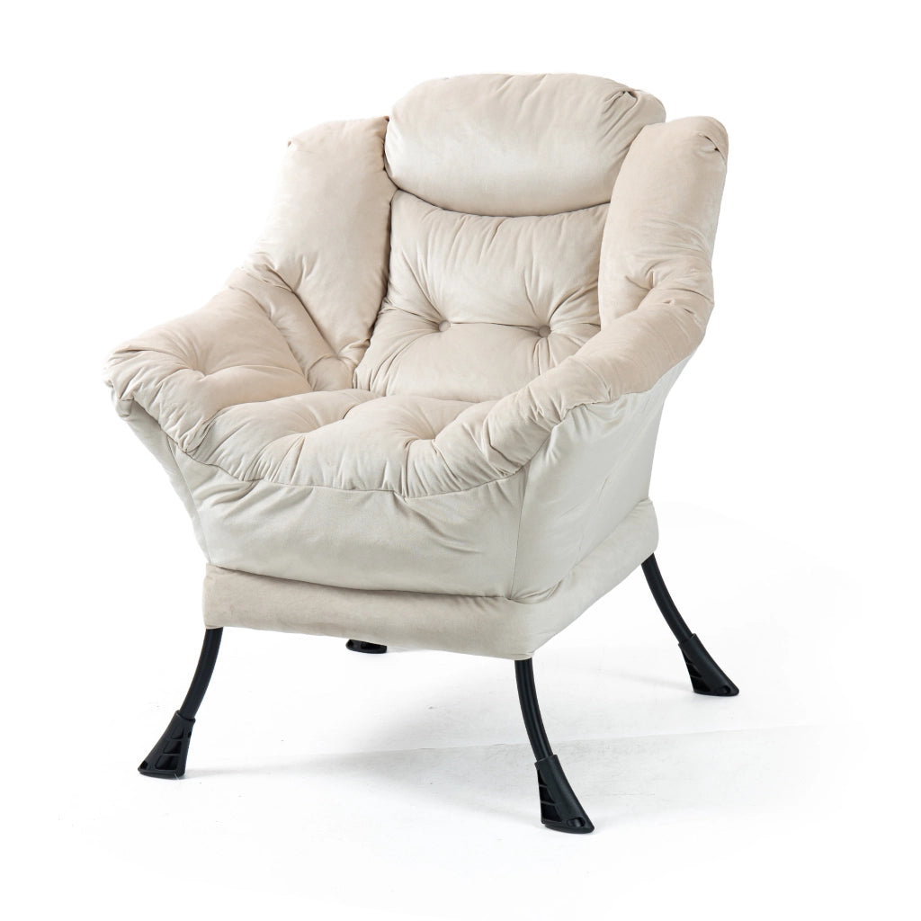 Poltrona relax in metallo con tasca laterale, colore khaki, facile da montare