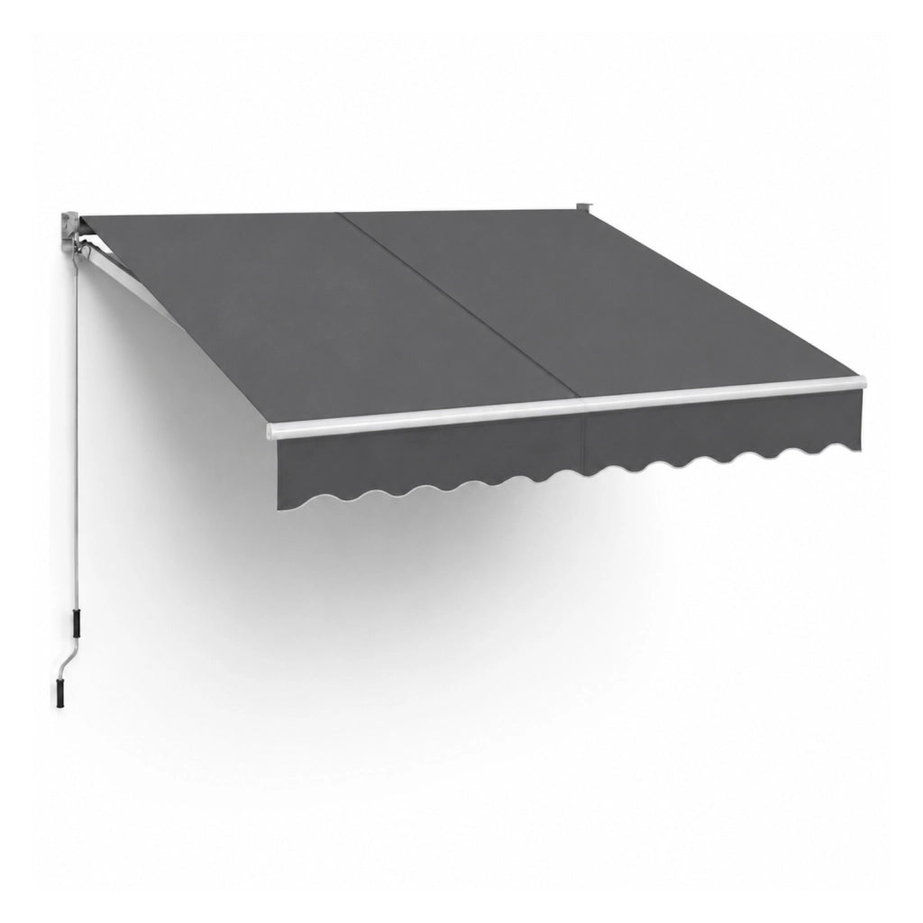 Tenda Da Sole Avvolgibile Con Apertura Manuale A Manovella E Pendenza Regolabile Struttura In Alluminio Rinforzato Per Balcone Terrazza Veranda Spazio Esterno Design Contemporaneo 295 x 250 Cm Grigio Scuro