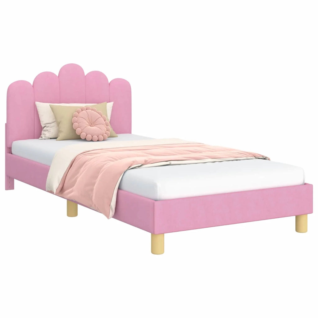 Struttura letto bambini con testata-Giroletto per bambini Rosa 90 x 190 cm Tessuto 208075