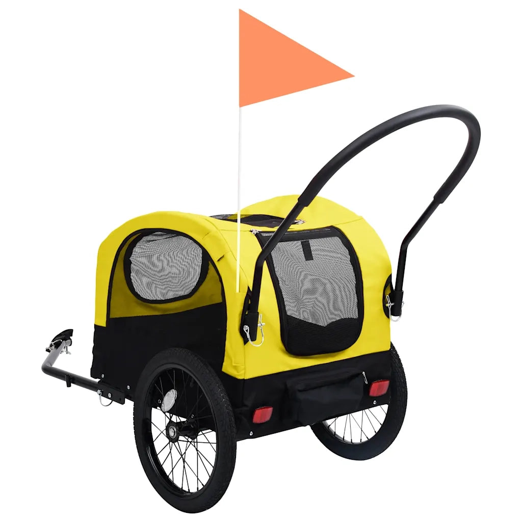Rimorchio Bici per Animali Carrello Jogging 2in1 Giallo e Nero 92439