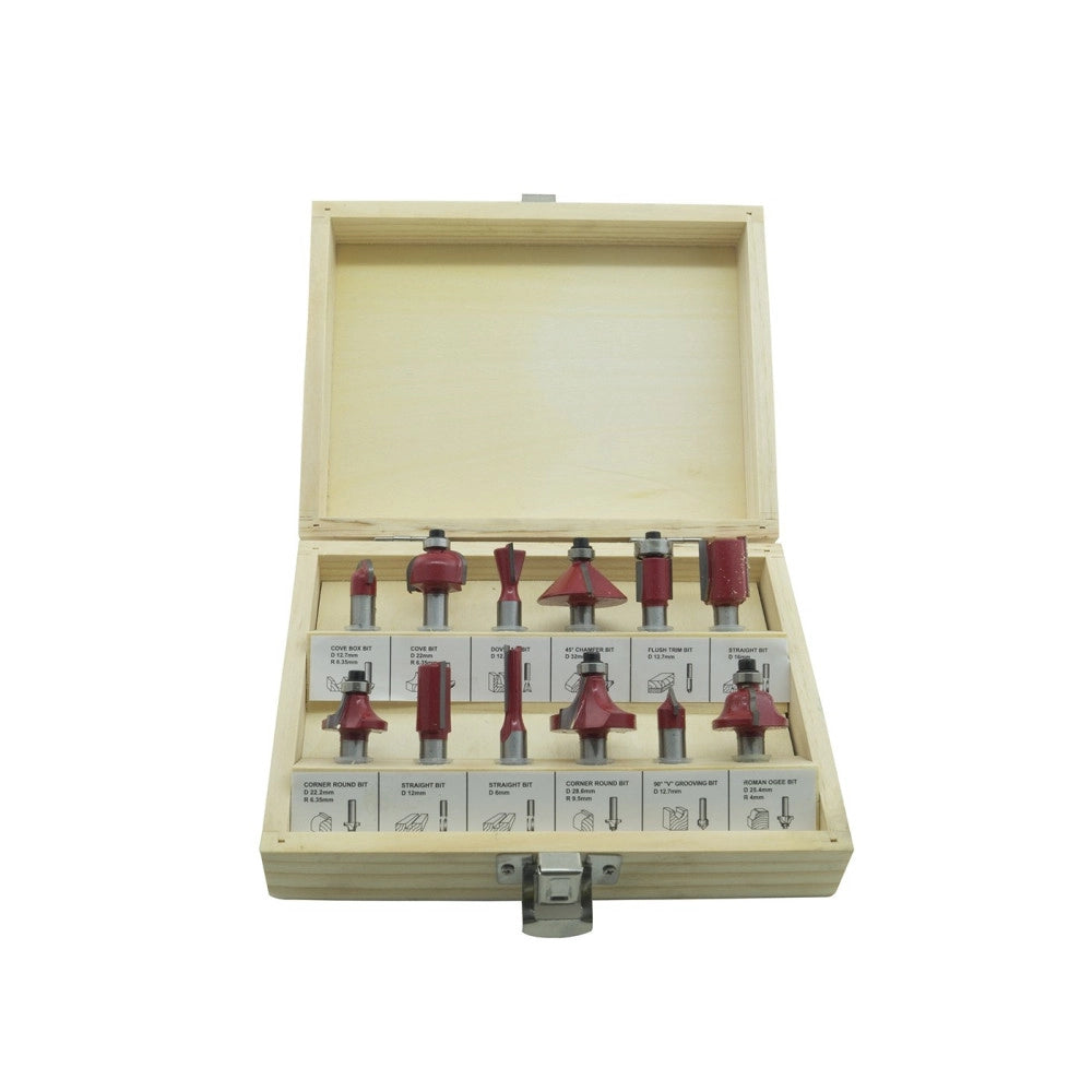 Trade Shop - Set 12 Frese Fresa Per Legno Per Scanalare Rifilare Sanalature Fresatrice 6mm -