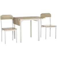 Set con Tavolo Pieghevole e 2 Sedie da Pranzo in Legno e Metallo, Colore Legno