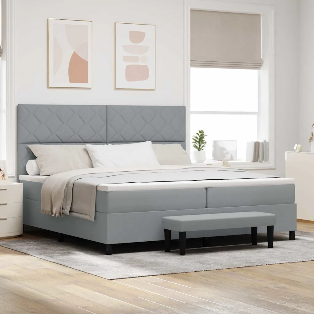 Letto a molle con materasso Grigio chiaro 200 x 200 cm Tessuto 3344170