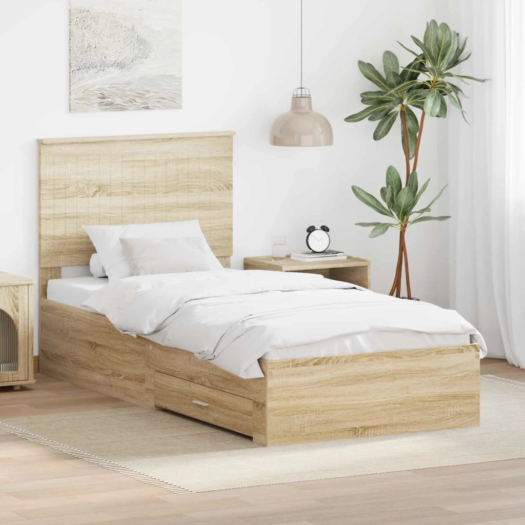 Struttura del letto Rovere Sonoma 90 x 200 cm Legno multistrato