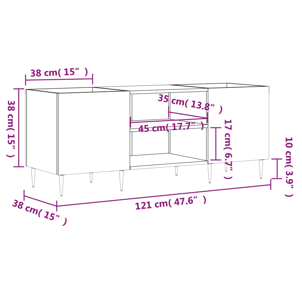 Mobile Porta Dischi Bianco 121x38x48 cm in Legno Multistrato 831668