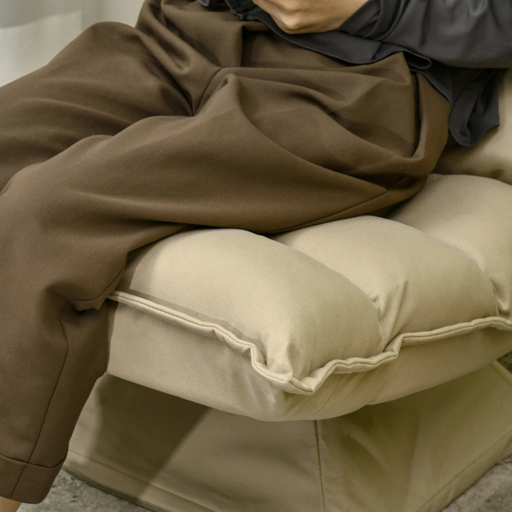 EasyComfort Poltrona in Tessuto Imbottita Girevole a 360° e Reclinabile a 3 Livelli 62x70x95cm, Beige