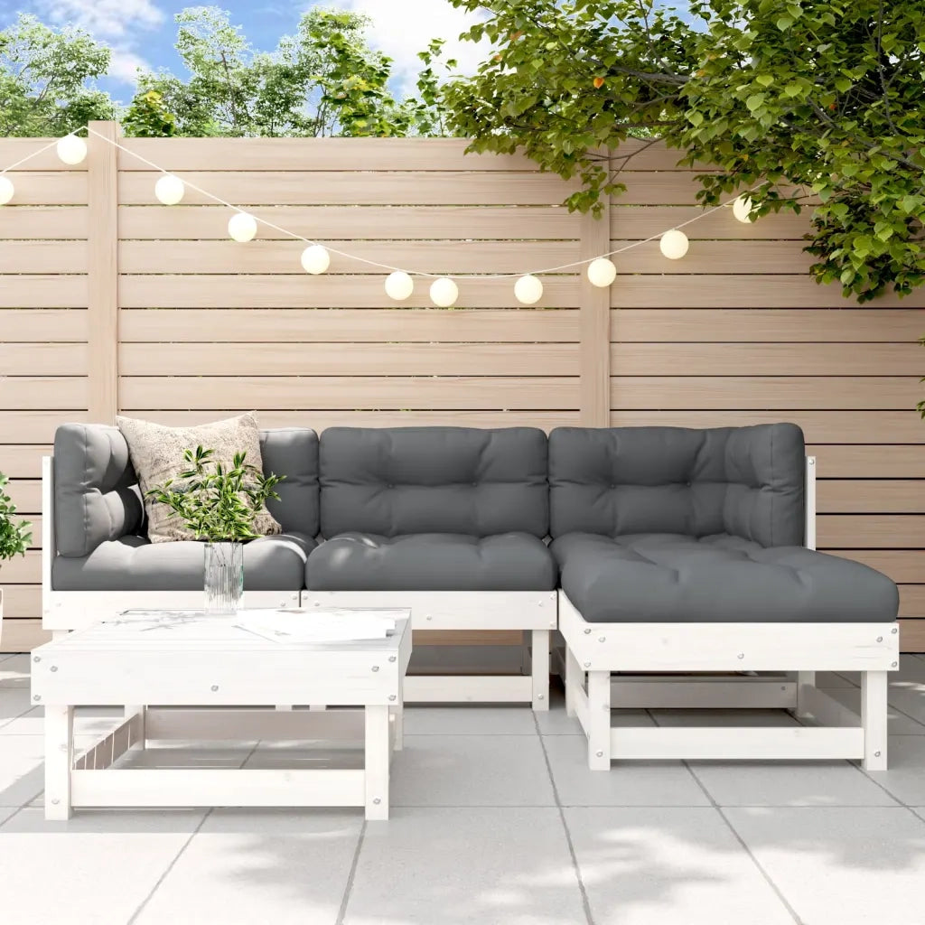 Set Salotto da Giardino 5 pz | Set di Mobili da Esterno in Legno Massello di Pino Bianco