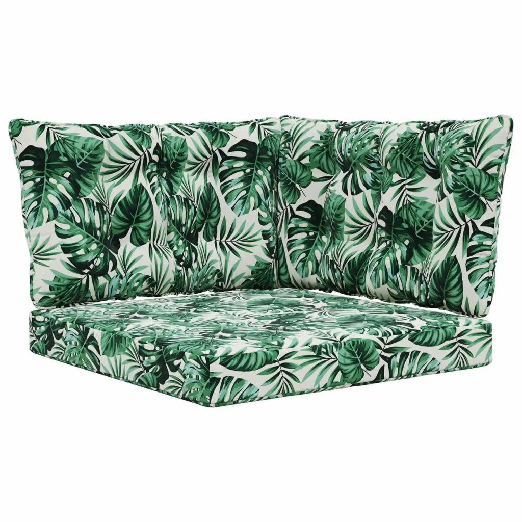 Cuscino per divano da esterno 3 pcs Motivo Foglia Poliestere