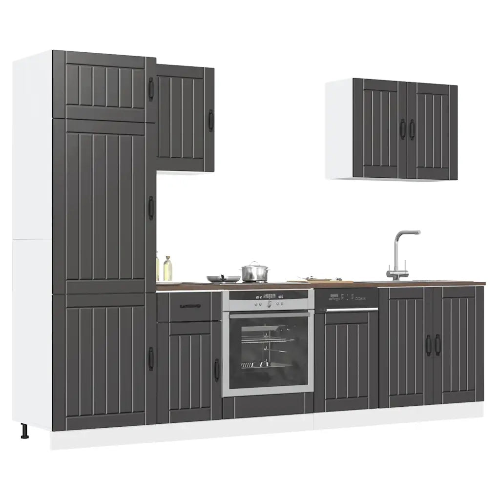 vidaXL Set Mobili da Cucina 7 pz Lucca Neri Legno Multistrato