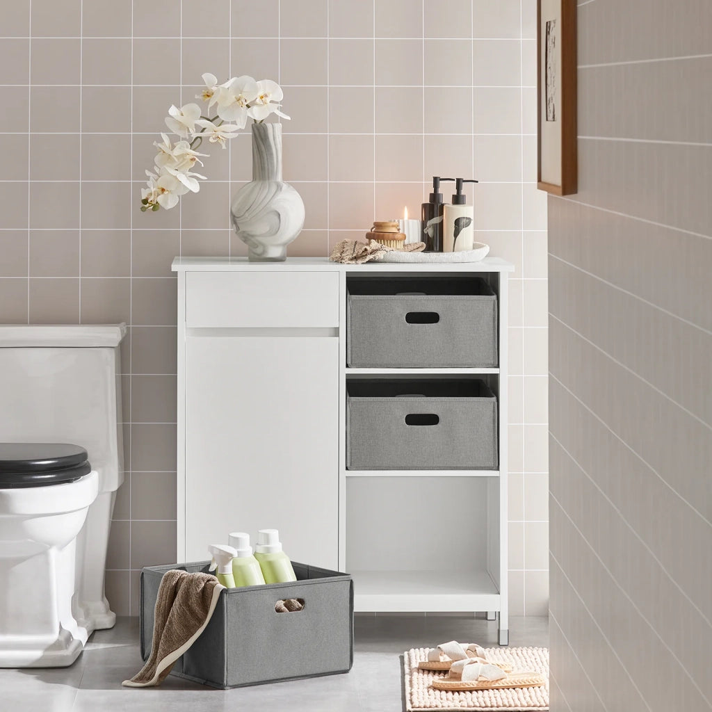 Mobile lavanderia con sacchi Portabiancheria pieghevoli Mobile da bagno Bianco 80x38x91cm BZR77-W SoBuy