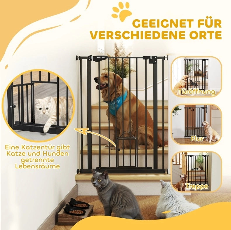 Cancelletto per animali nero con chiusura automatica, 104 cm